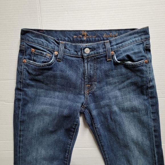 Boot cut jeans 7 For All Mankind 7FAM distressed stretch denim pants low rise 29 - Picture 5 of 16
